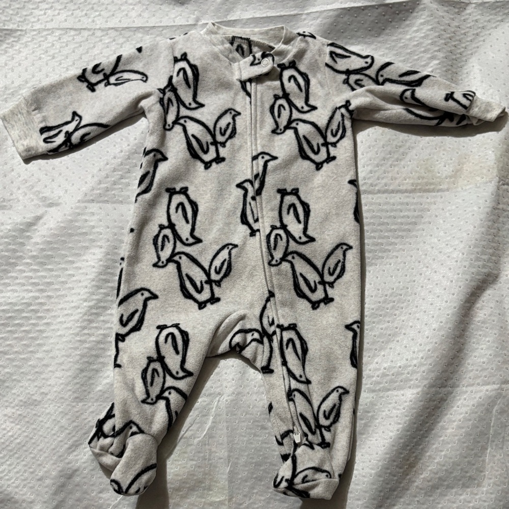 Carter's Black and White Penguin Footie